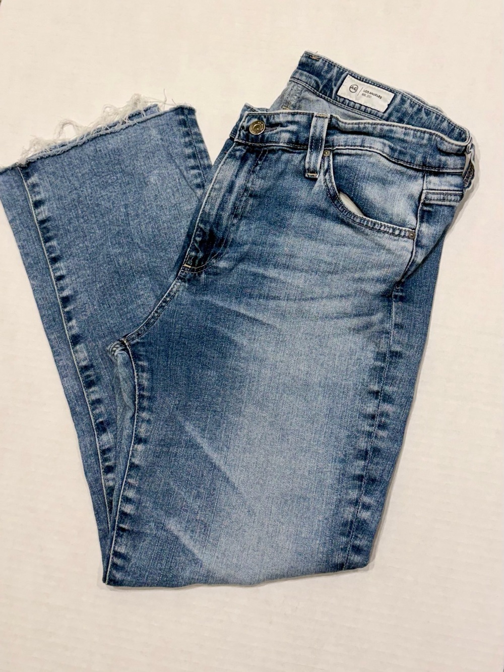 AG Mari Crop Raw Hem High Waist Slim Straight Leg Jeans